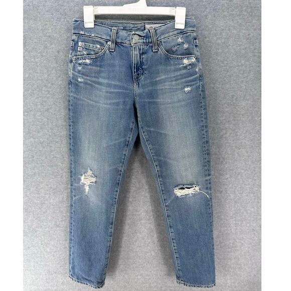 AG Women's sz 26R Ex- Boyfriend Slim Slouchy Slim Distressed Jeans Cotton Ankle - Picture 1 of 13